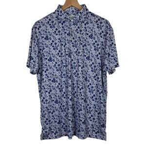 Tailorbyrd Men's Blue Floral Golf Polo Size Large